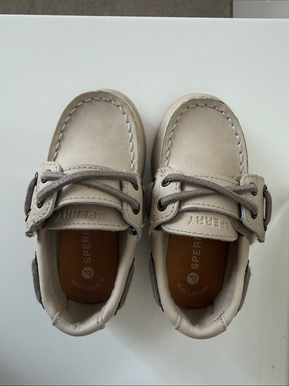 Sperry Kids Light Tan Leather Boat Shoes